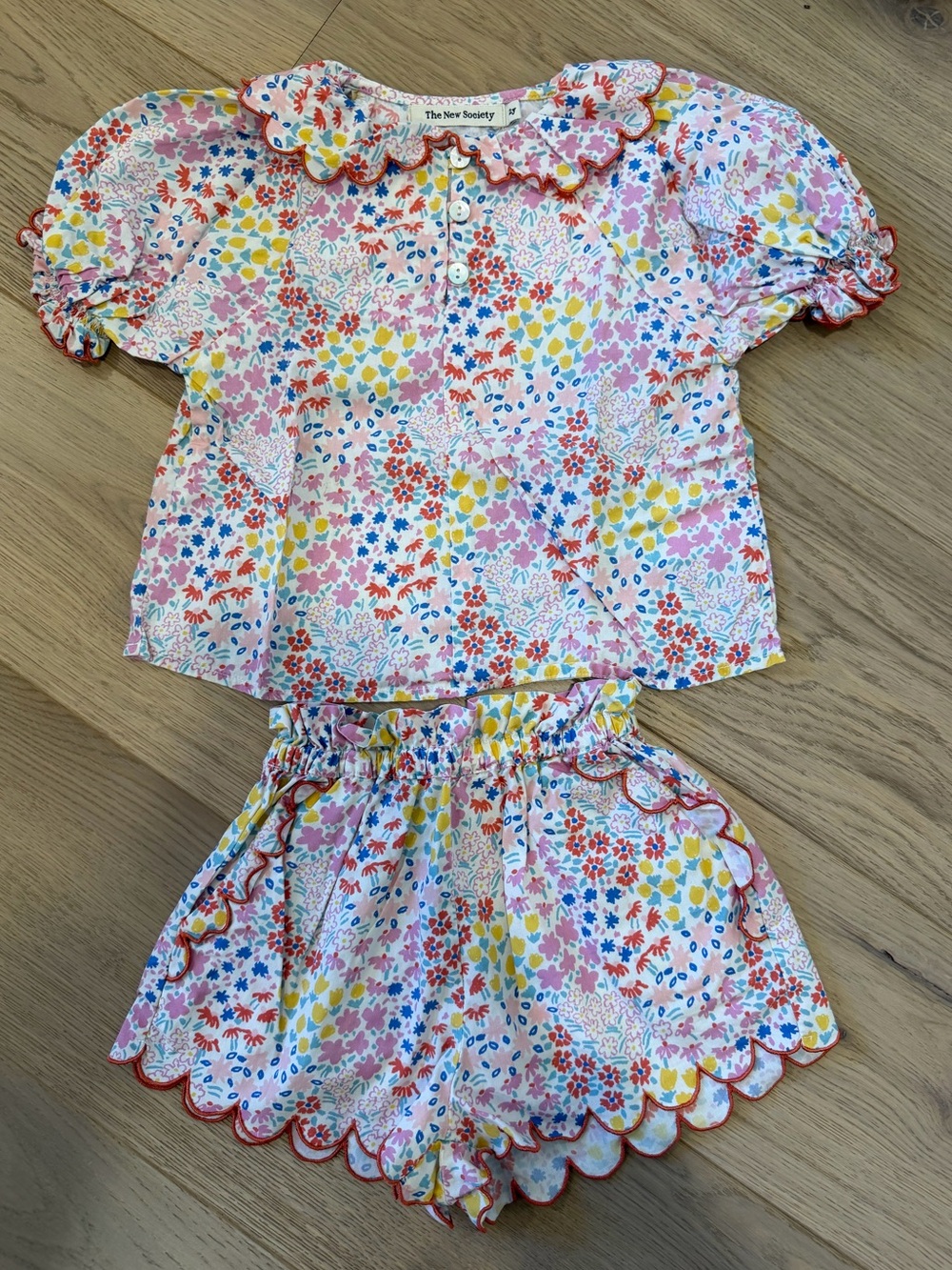 The New Society Girls' Anemone Print Greneva Blouse and Matching Shorts